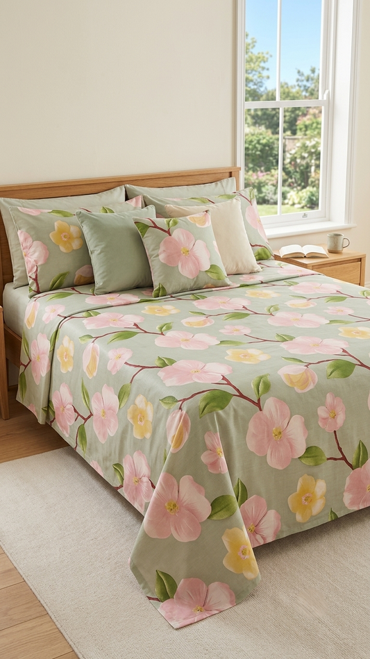 Meadow Blossom Sage Bedspread Set (by The Woven Room)