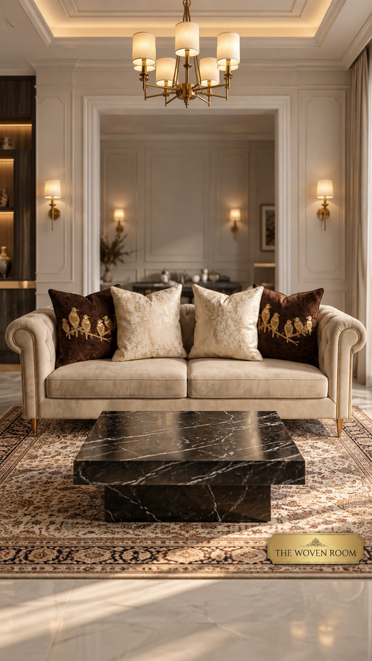 The Gilded Avian Velvet Cushion