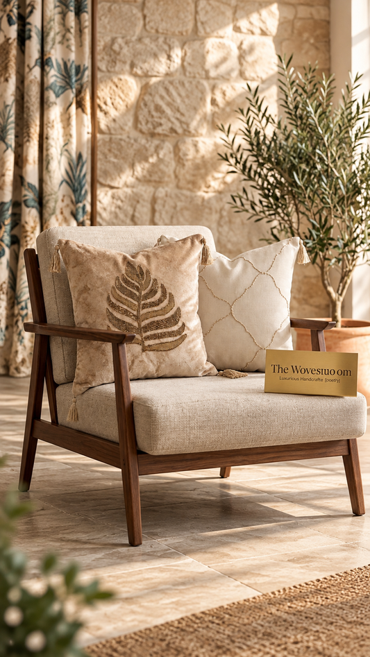 The Gilded Palm Velvet Cushion (Left)