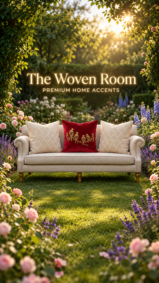 The Royal Aviary Beaded Velvet Cushion Cover