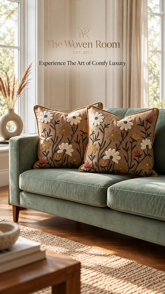 The Flora Tufted Linen Cushion (Set of 2)