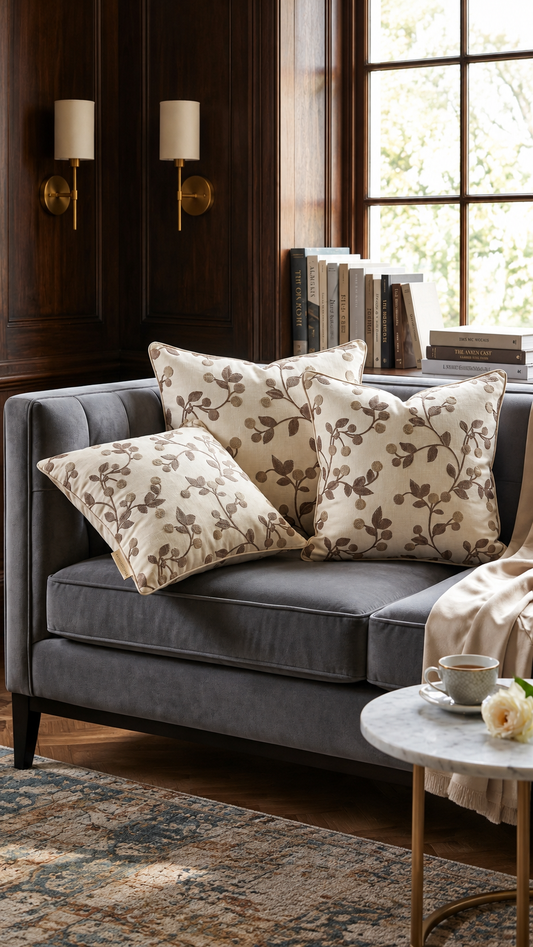 The Laurel Embroidered Cushion Covers (Set of 3)