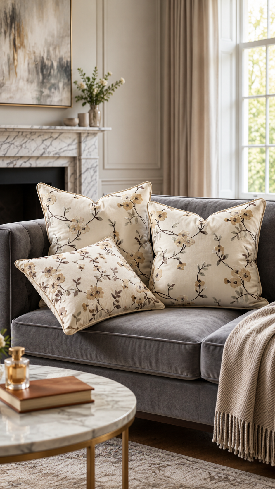Inaya Embroidered Floral Cushion (Set of 3)