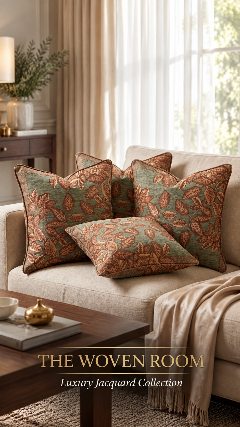 Autumn Meadow Hand-Embroidered Cushion Cover (Set of 3)
