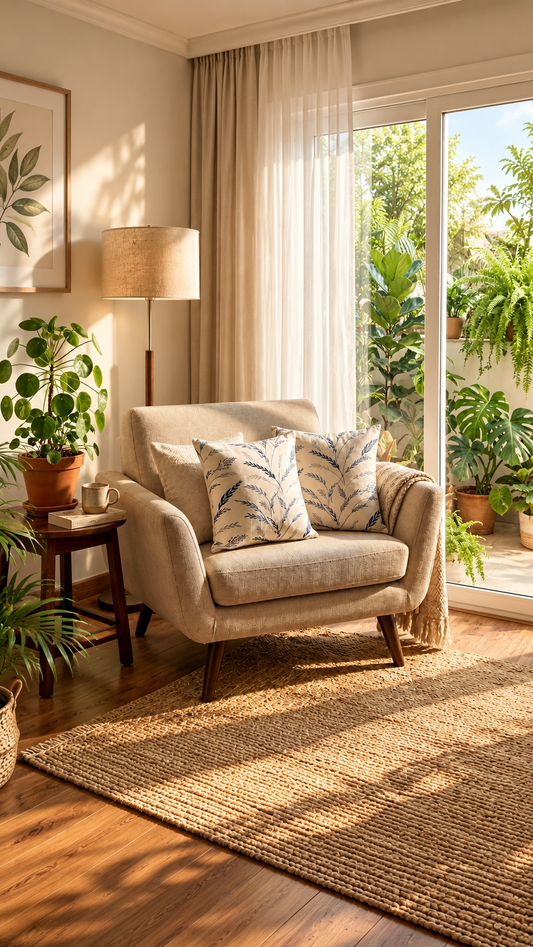 The Indigo Sprig Embroidered Cushion
